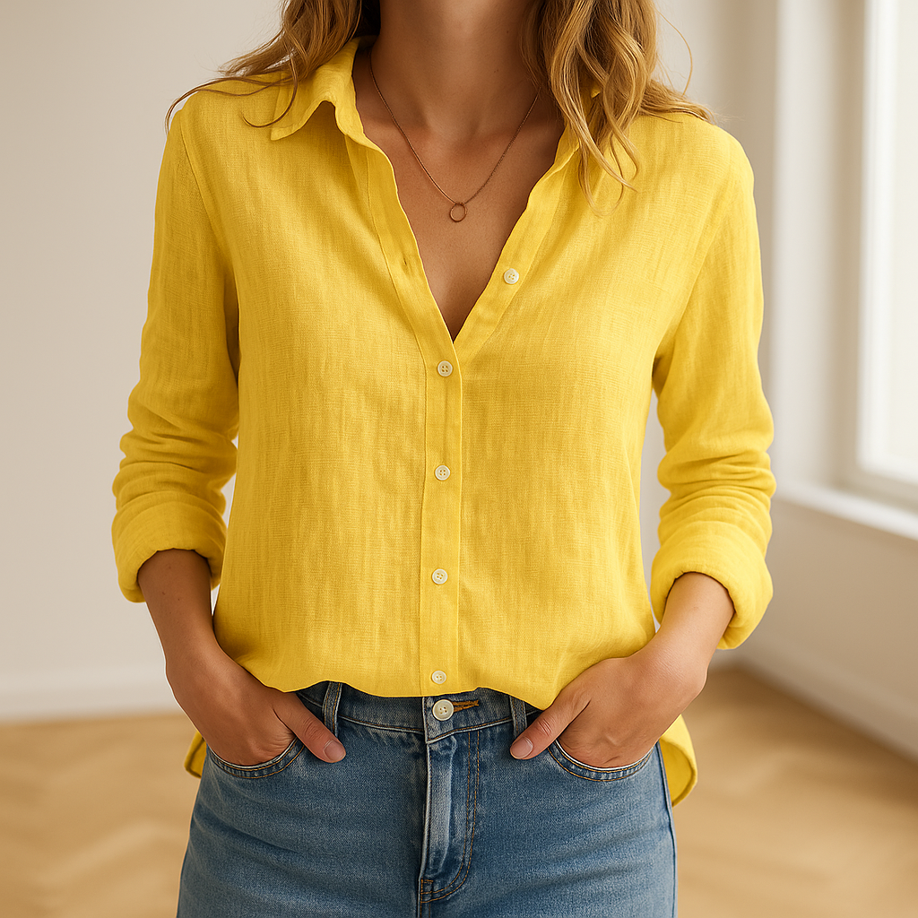 Ladies' Cotton and Linen Blouse | Breathable, Timeless Fit & Ideal for Casual and Formal Wear