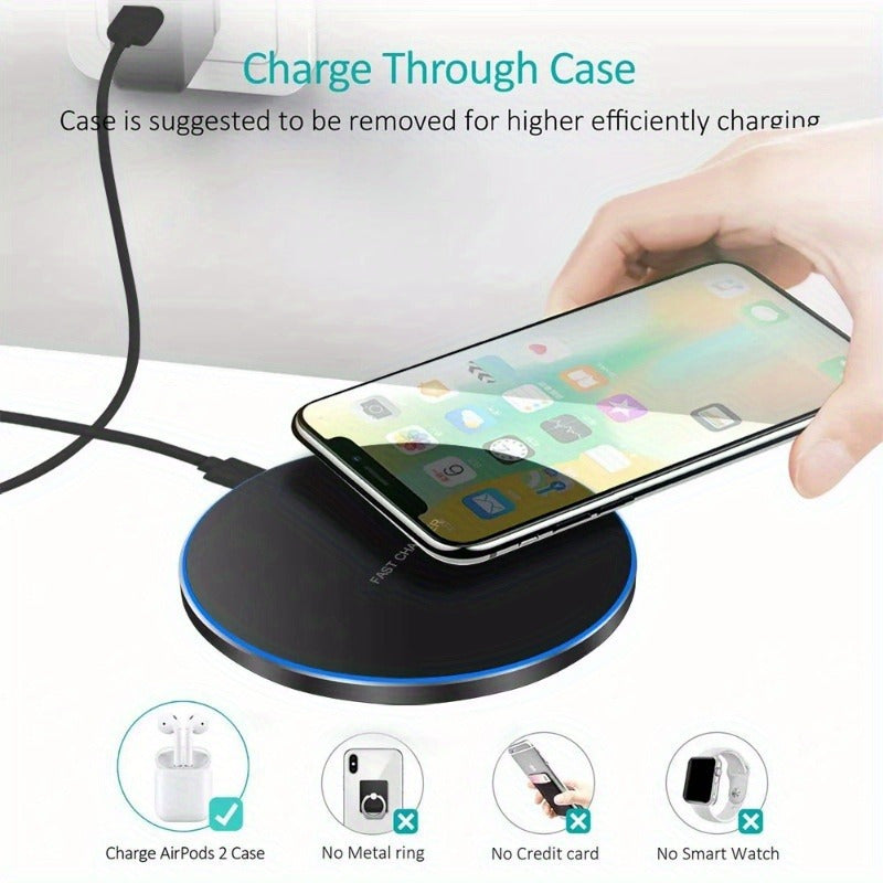Fast Wireless Charger | 15W Induction Charging Pad for iPhone & Android Devices, Sleek Design & Cable-Free Convenience for Home & Office