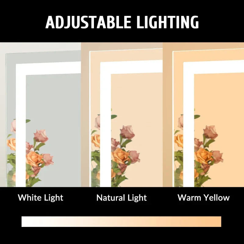 Large Arched LED Vanity Mirror | 360° Rotation, Dimmable Brightness & 3 Light Modes for Bedroom and Dressing Room