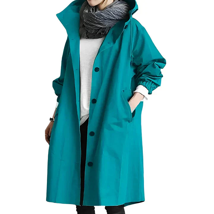 Women's Lightweight Hooded Rain Jacket - Waterproof Windbreaker for Outdoor Activewear