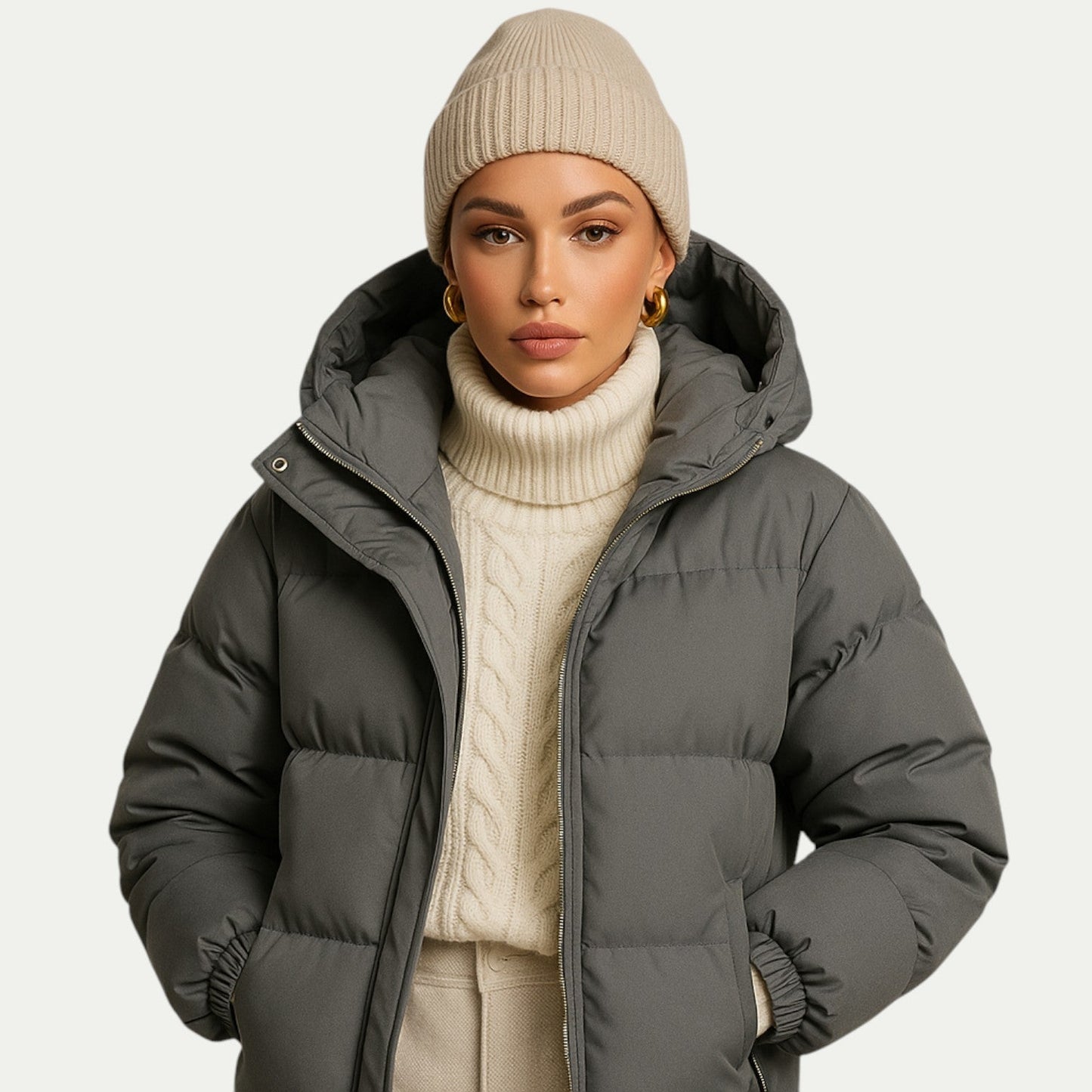Unisex Waterproof Down Hooded Puffer Winter Parka Jacket