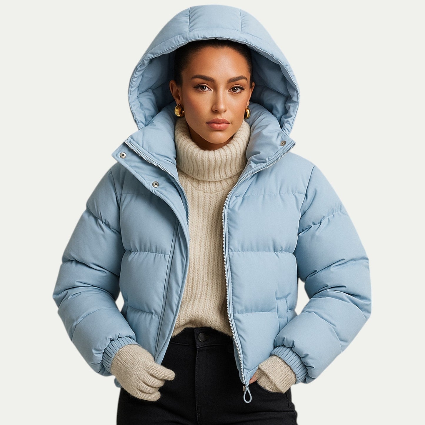 Unisex Waterproof Down Hooded Puffer Winter Parka Jacket