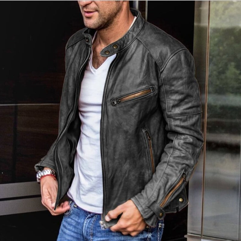 Men’s Waterproof Leather Jacket | Durable, Versatile Design with Ample Pockets for Casual and Formal Wear