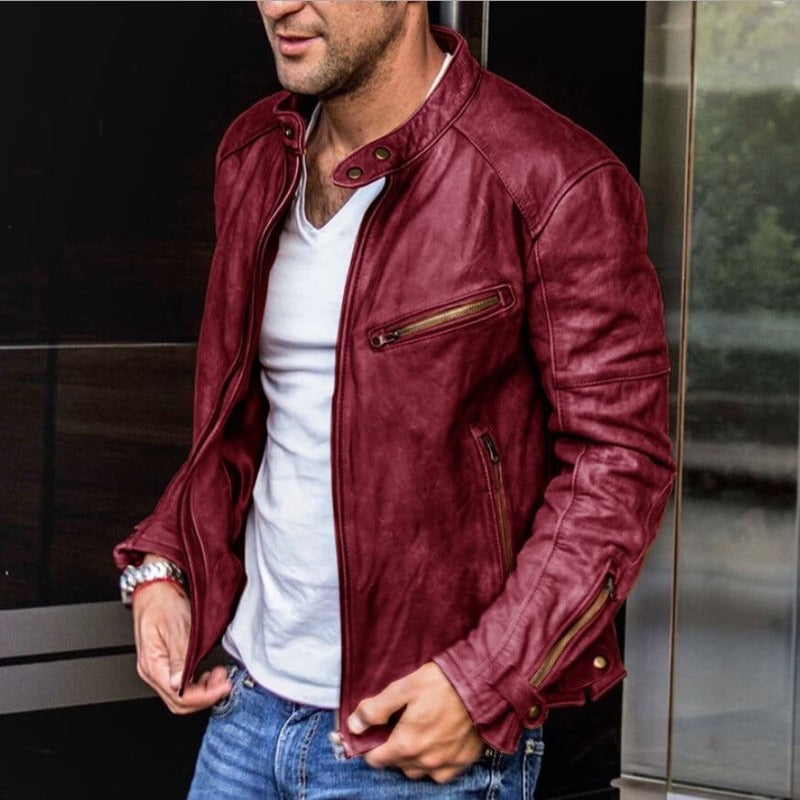 Men’s Waterproof Leather Jacket | Durable, Versatile Design with Ample Pockets for Casual and Formal Wear