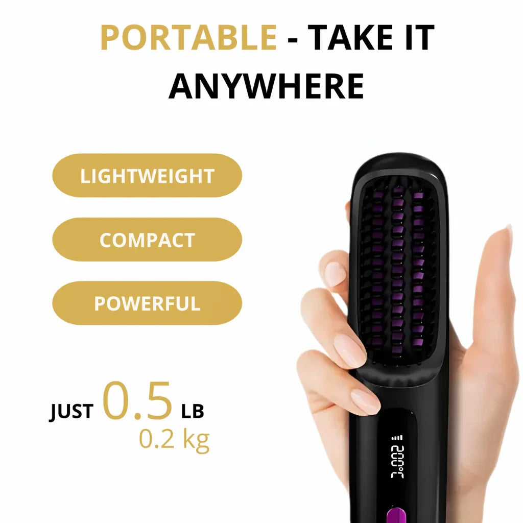 Wireless Heated Brush | Customizable Heat Settings & Portable for Effortless Styling Anytime