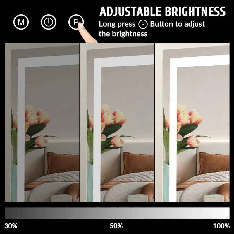 Large Arched LED Vanity Mirror | 360° Rotation, Dimmable Brightness & 3 Light Modes for Makeup and Skincare