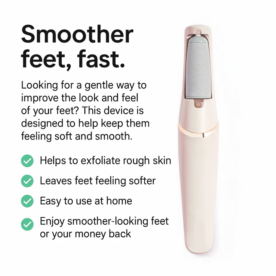 Feetiva GlowX Foot File| Electric Callus Remover for Feet – Smooth and Refine Dry, Hard Skin | Home Pedicure Tool for Soft Feet