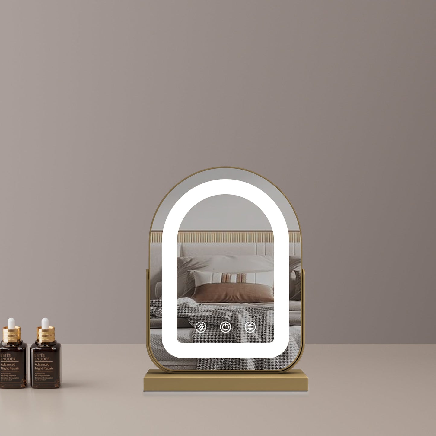 Large Arched LED Vanity Mirror | 360° Rotation, Dimmable Brightness & 3 Light Modes for Bedroom and Dressing Room