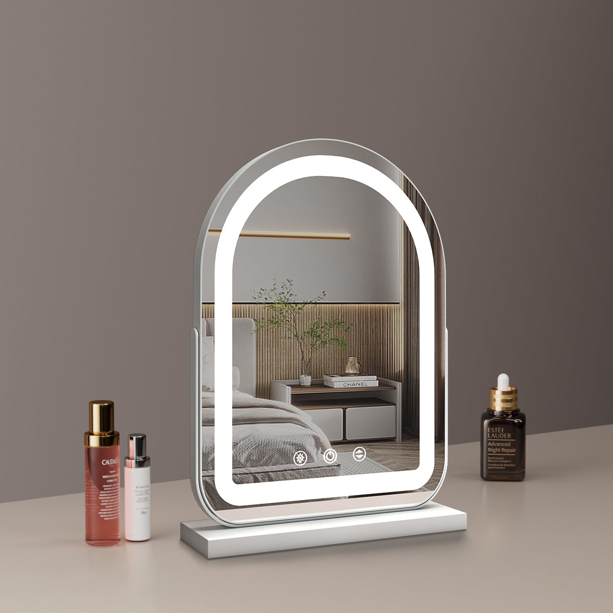Large Arched LED Vanity Mirror | 360° Rotation, Dimmable Brightness & 3 Light Modes for Bedroom and Dressing Room