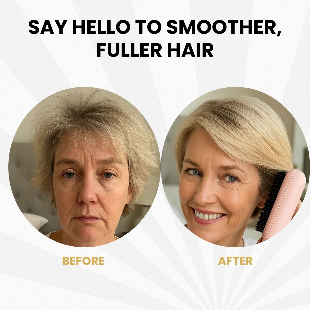 Wireless Heated Hair Brush | Customizable Heat Settings & Safe for All Hair Types, Perfect for Travel and On-the-Go Styling