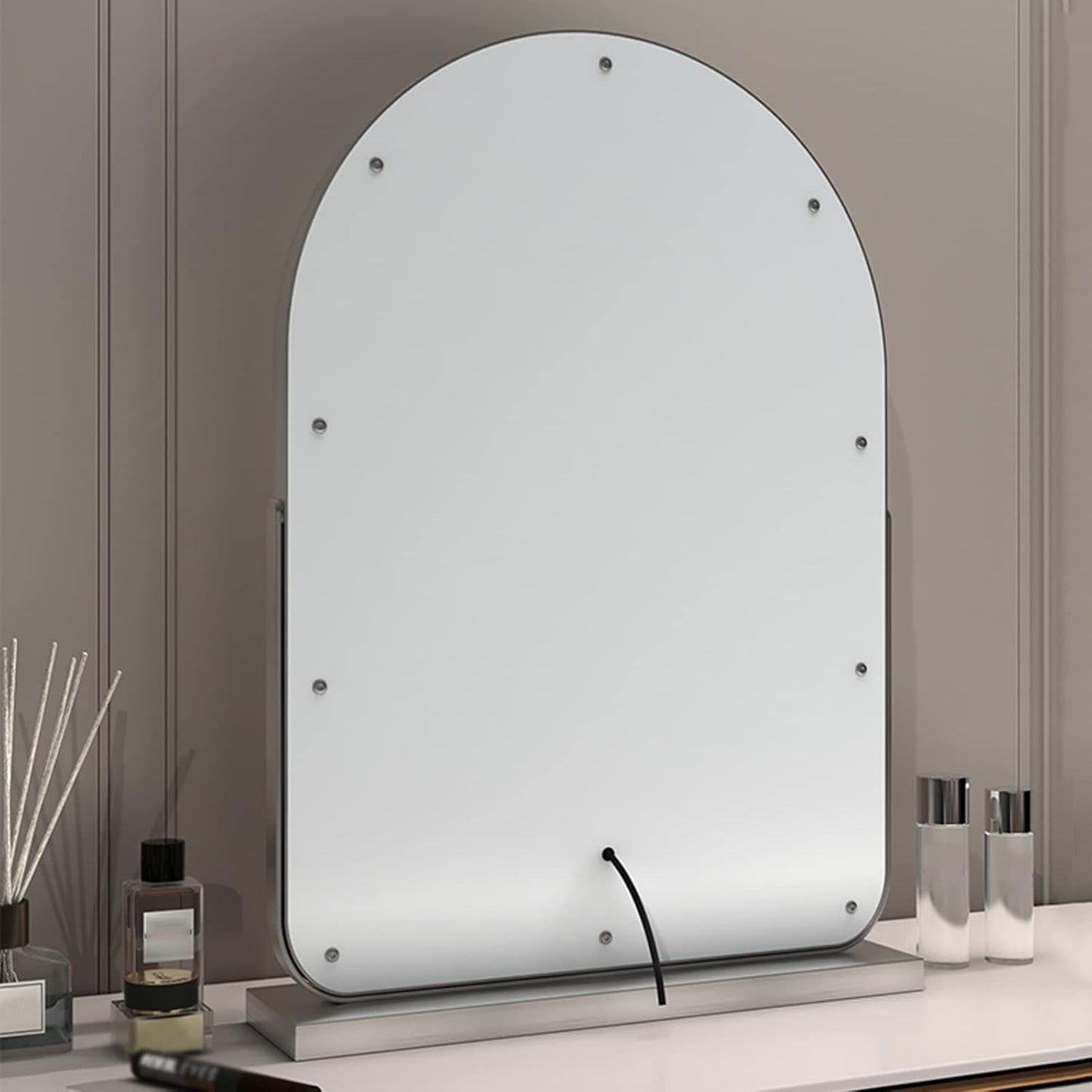 Large Arched LED Vanity Mirror | 360° Rotation, Dimmable Brightness & 3 Light Modes for Makeup and Skincare