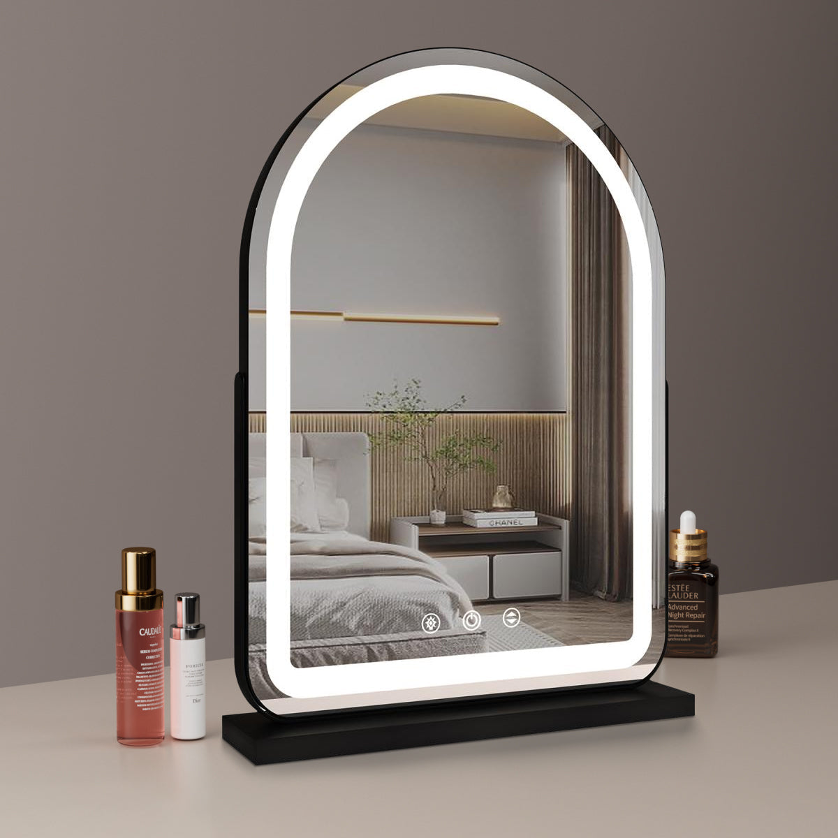 Large Arched LED Vanity Mirror | 360° Rotation, Dimmable Brightness & 3 Light Modes for Bedroom and Dressing Room
