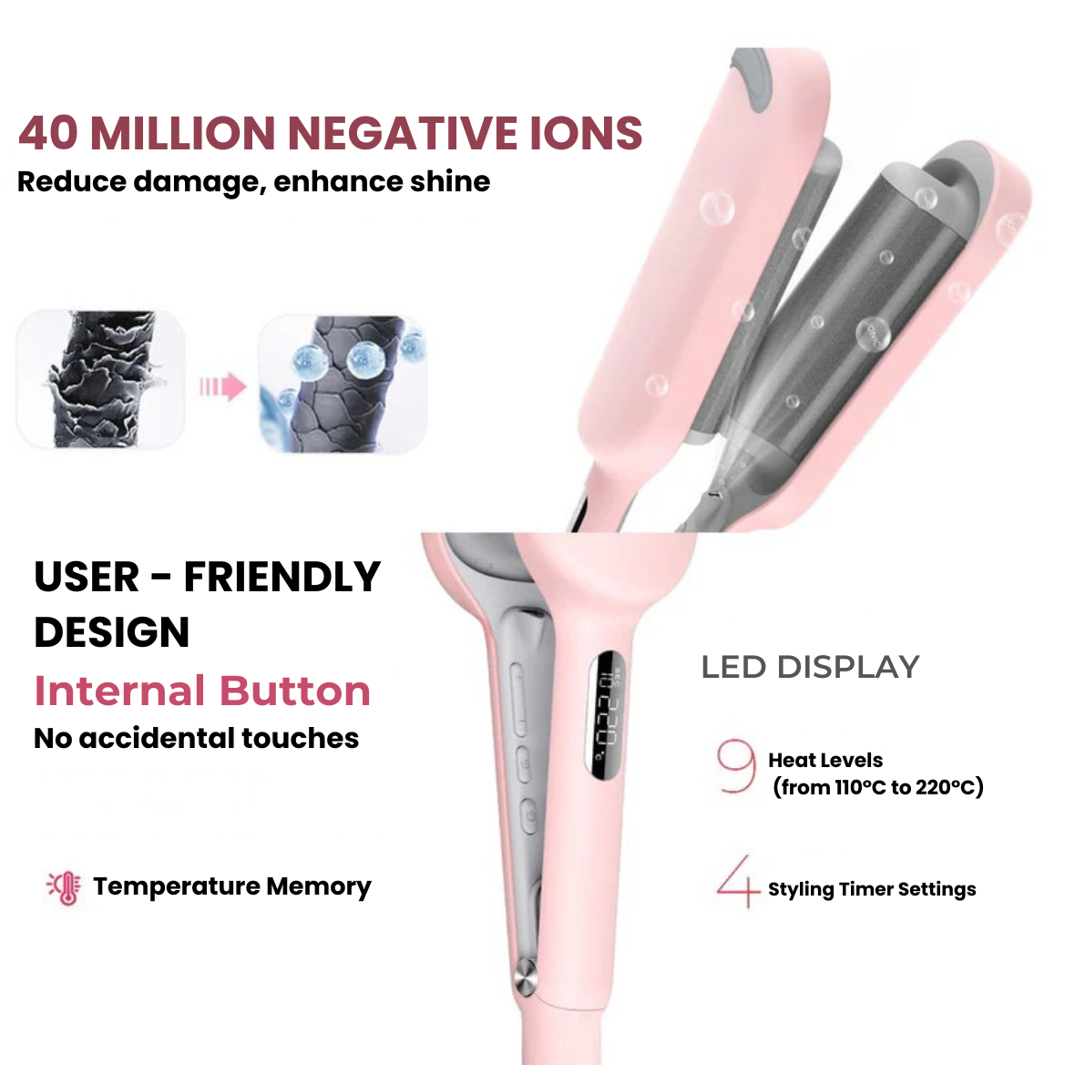 Curling Iron for Beach Waves | 25mm Ceramic Barrel, Adjustable Heat – Best Hair Waver for Effortless Curls & Mermaid Waves