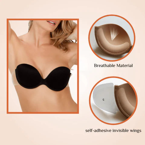 Invisible Stick-On Strapless Underwired Push-Up Bra for Women - Comfortable, Seamless, Skin Tone, Size A to E