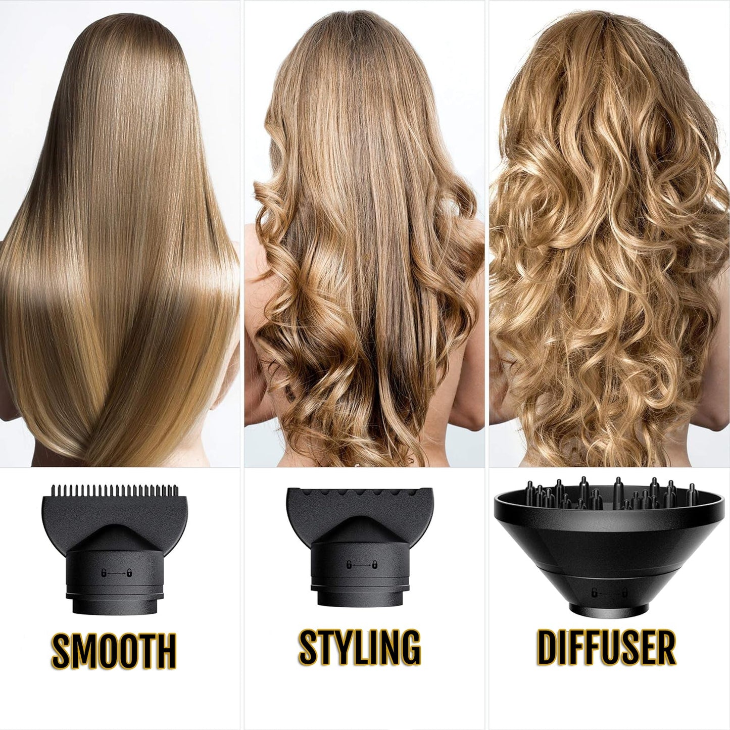 Ionic Hair Dryer with Diffuser | Lightweight, Quiet & Powerful Hair Dryer for Curls, Frizz Control & Fast Drying – Professional Styling Tool