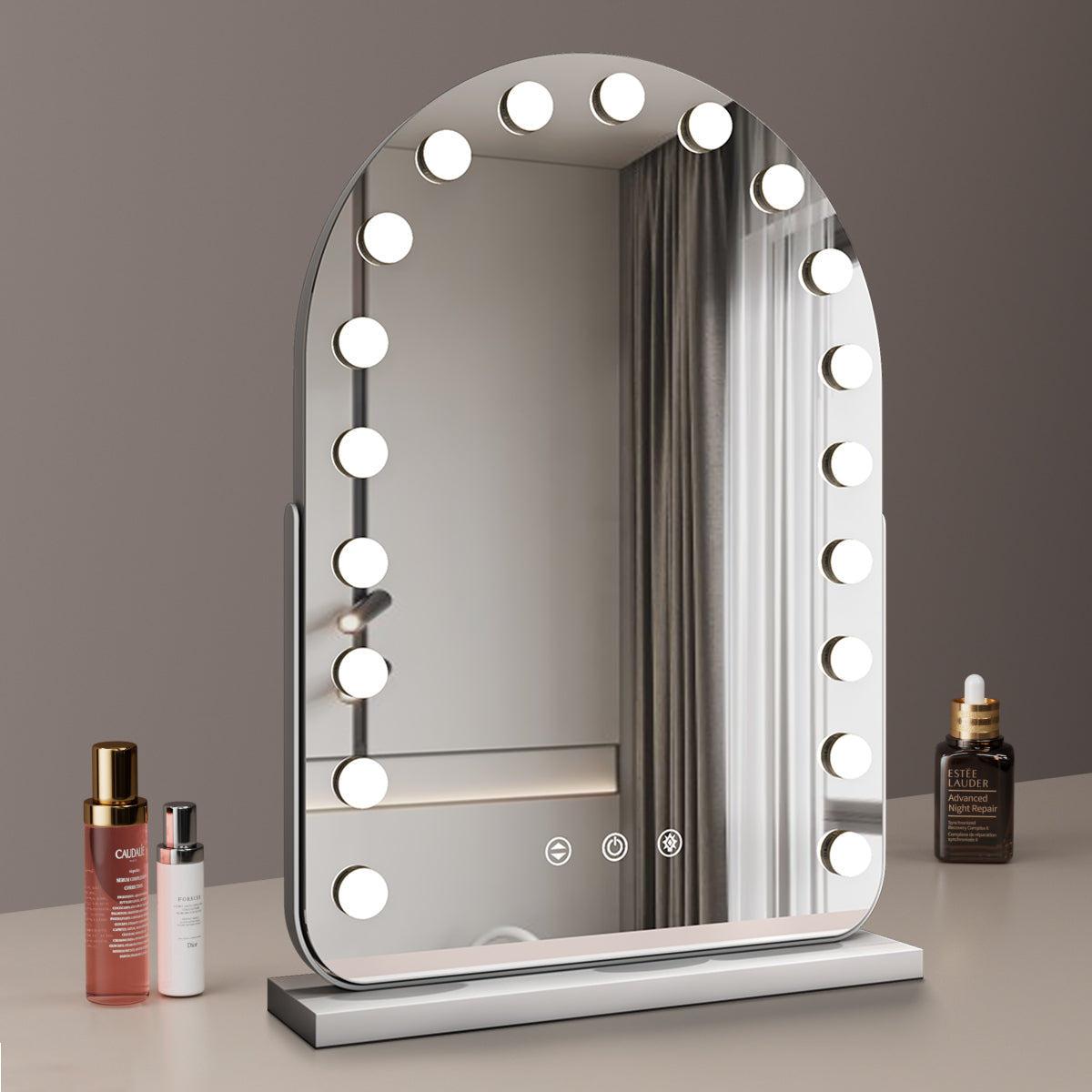 Large Arched Vanity Mirror | 17 LED Bulbs, Dimmable Brightness & 3 Light Modes for Makeup and Home Decor