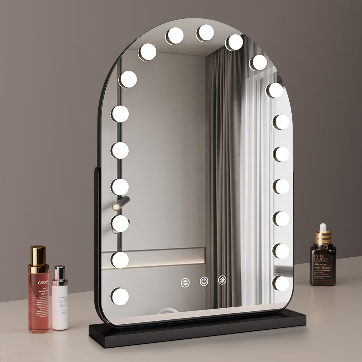 Large Arched Vanity Mirror | 17 LED Bulbs, Dimmable Brightness & 3 Light Modes for Makeup and Home Decor