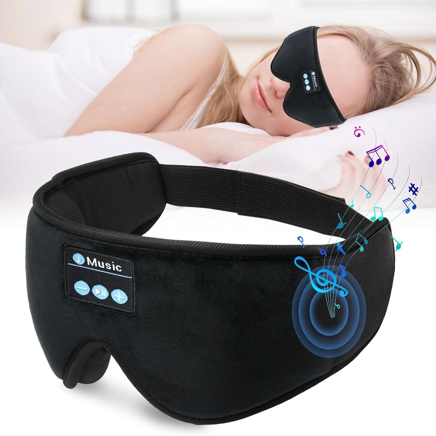 Bluetooth Sleeping Mask with Built-in Headphones for Travel, Meditation & Light Blocking Comfort