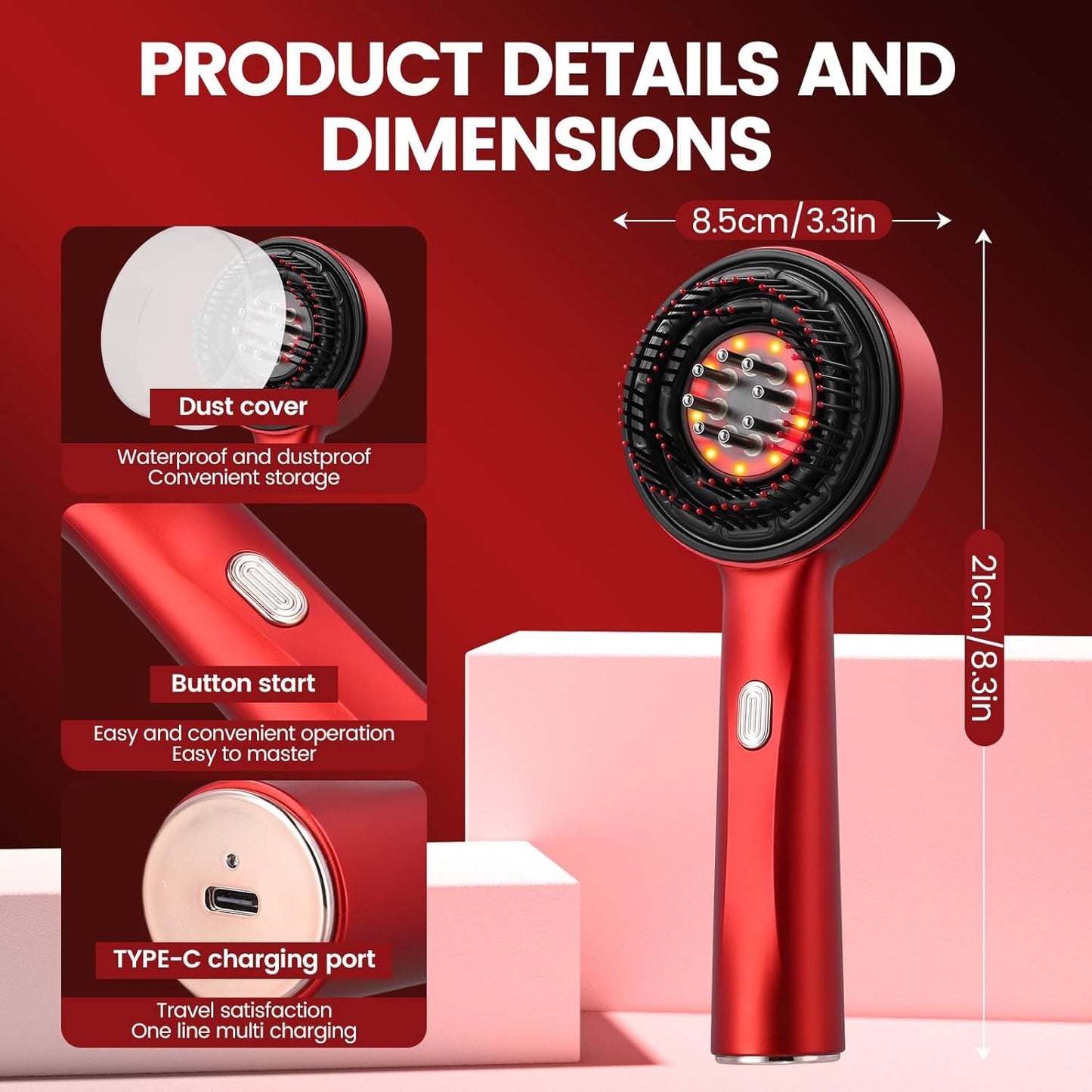 3-in-1 Electric Scalp Massager | Waterproof, Red Light Therapy & Portable for Relaxation and Hair Care