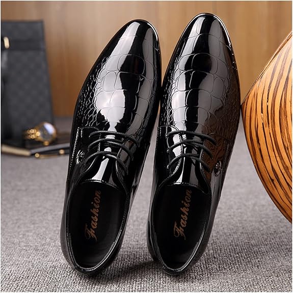 Men's Oxford Shoes - PU Leather - Almond Toe - Formal - Black - Size Available