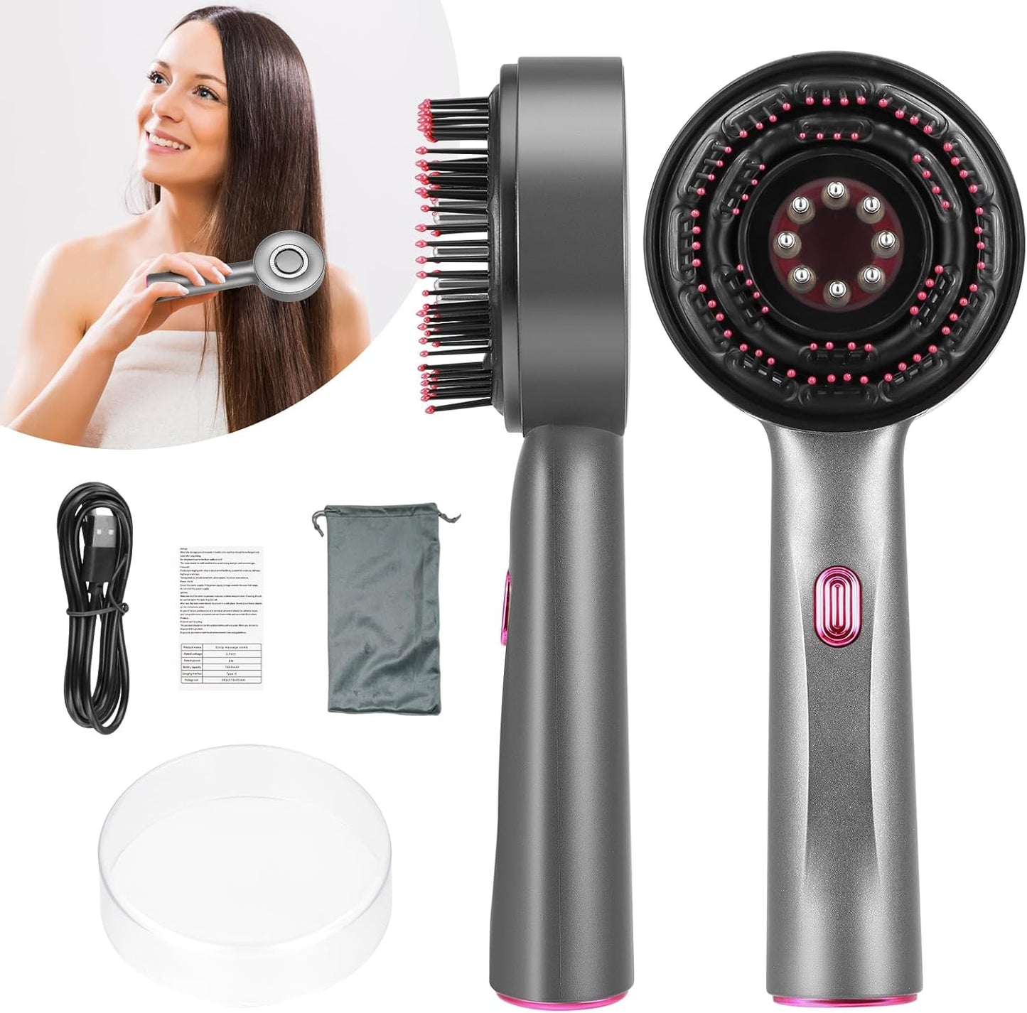 3-in-1 Electric Scalp Massager | Waterproof, Red Light Therapy & Portable for Relaxation and Hair Care