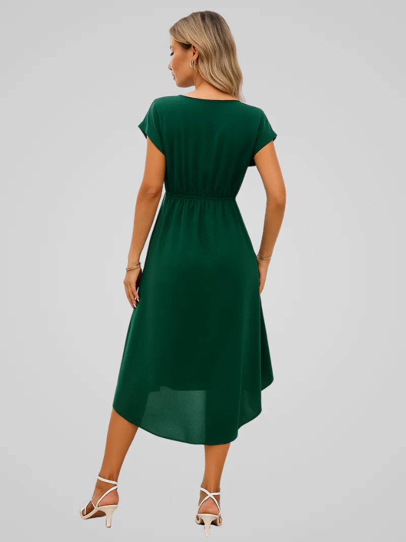 Women's Wrap Midi Dress V-Neck Green