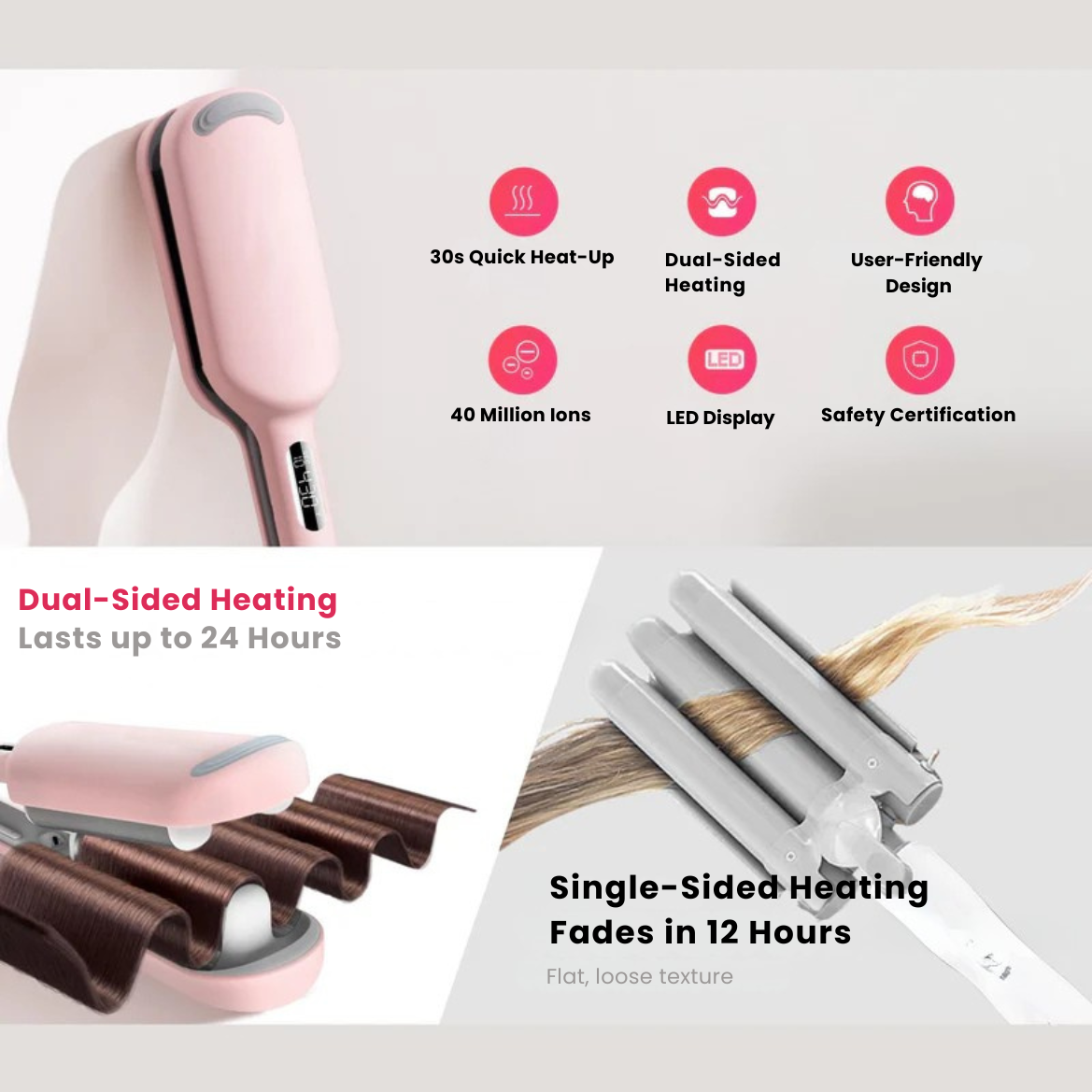 Curling Iron for Beach Waves | 25mm Ceramic Barrel, Adjustable Heat – Best Hair Waver for Effortless Curls & Mermaid Waves