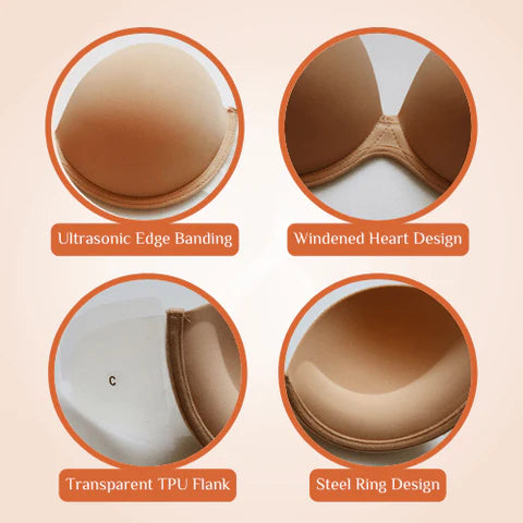 Invisible Stick-On Strapless Underwired Push-Up Bra for Women - Comfortable, Seamless, Skin Tone, Size A to E