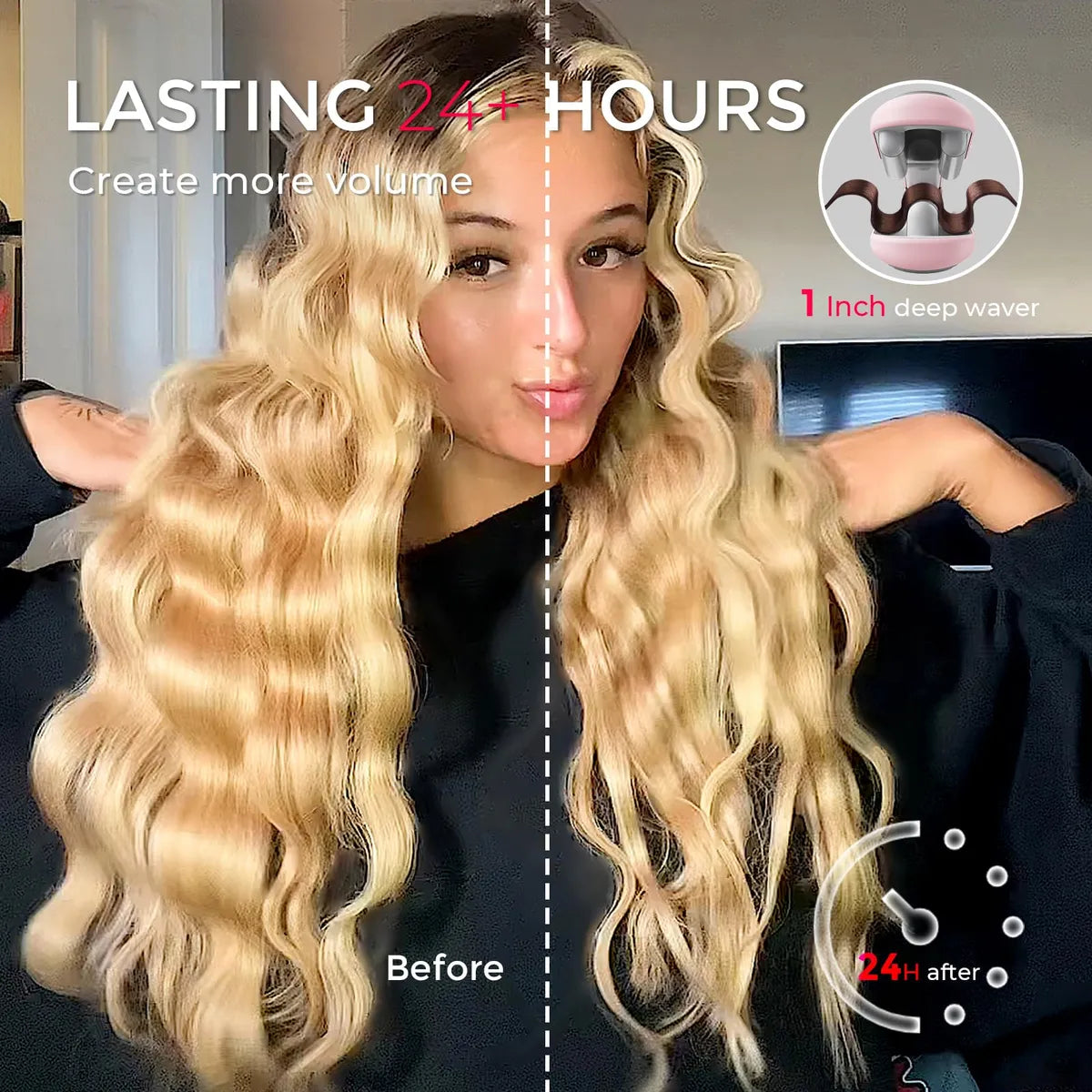 Curling Iron for Beach Waves | 25mm Ceramic Barrel, Adjustable Heat – Best Hair Waver for Effortless Curls & Mermaid Waves