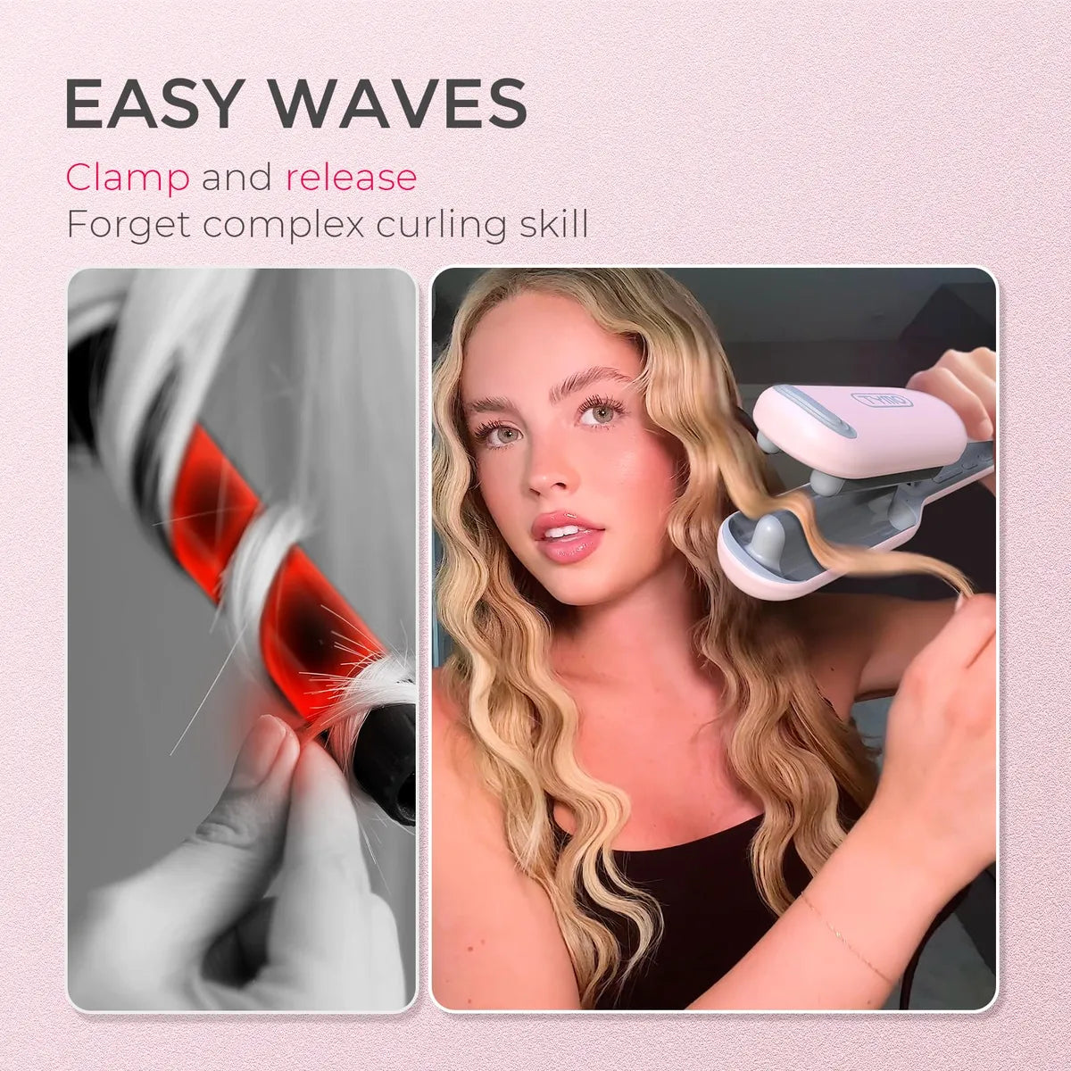 Curling Iron for Beach Waves | 25mm Ceramic Barrel, Adjustable Heat – Best Hair Waver for Effortless Curls & Mermaid Waves