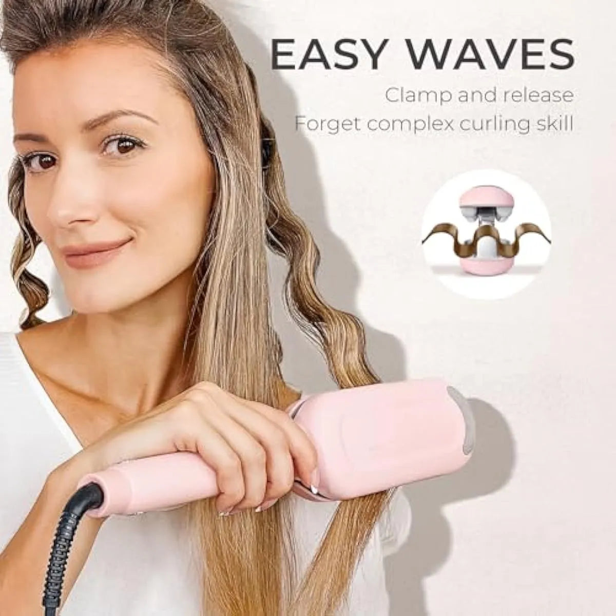 Curling Iron for Beach Waves | 25mm Ceramic Barrel, Adjustable Heat – Best Hair Waver for Effortless Curls & Mermaid Waves