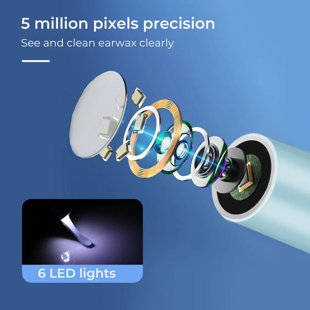 Earwax Removal Tool with LED Camera | Safe, Soft Tips for Gentle Ear Cleaning and Monitoring Ear Health