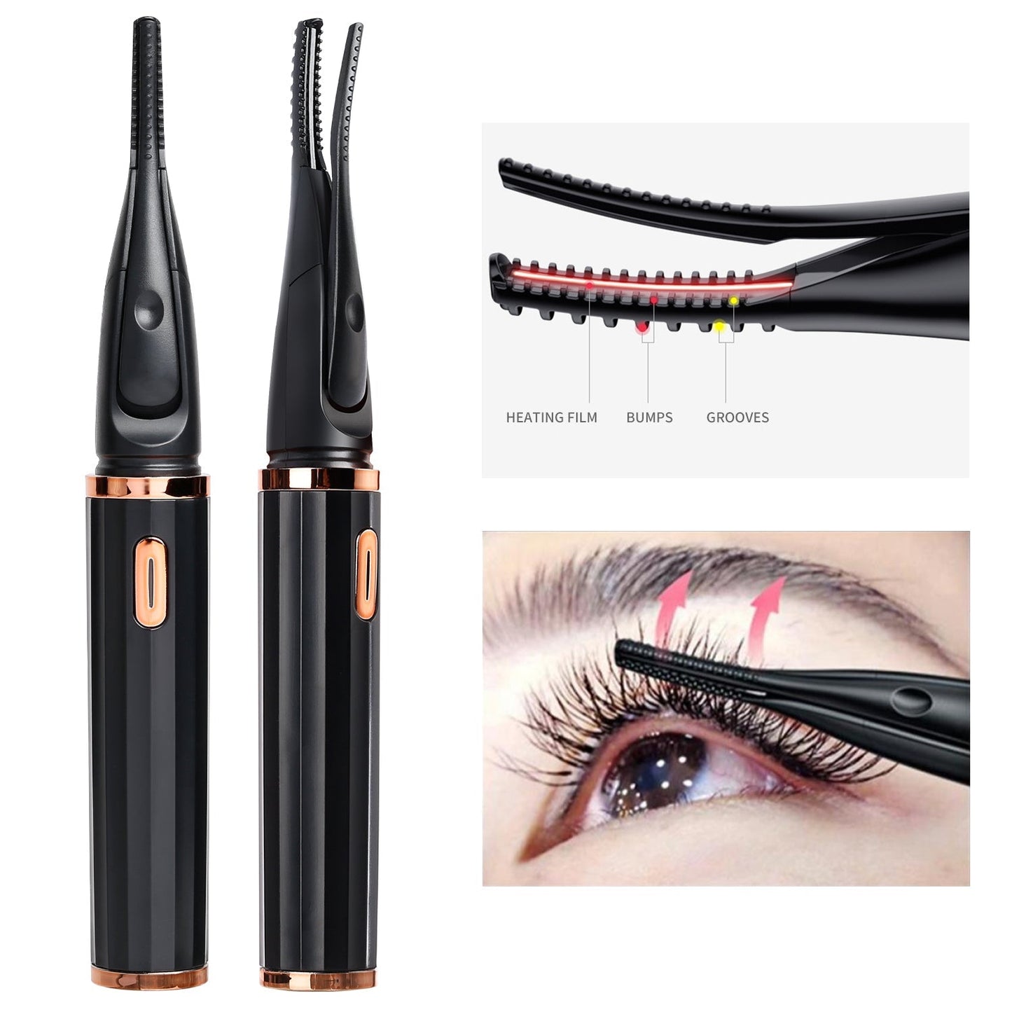 Heated Electric Eyelash Curler | 3 Temperature Modes, Quick Heating & USB Rechargeable for Natural and False Lashes