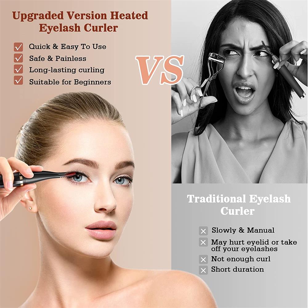Heated Electric Eyelash Curler | 3 Temperature Modes, Quick Heating & USB Rechargeable for Natural and False Lashes