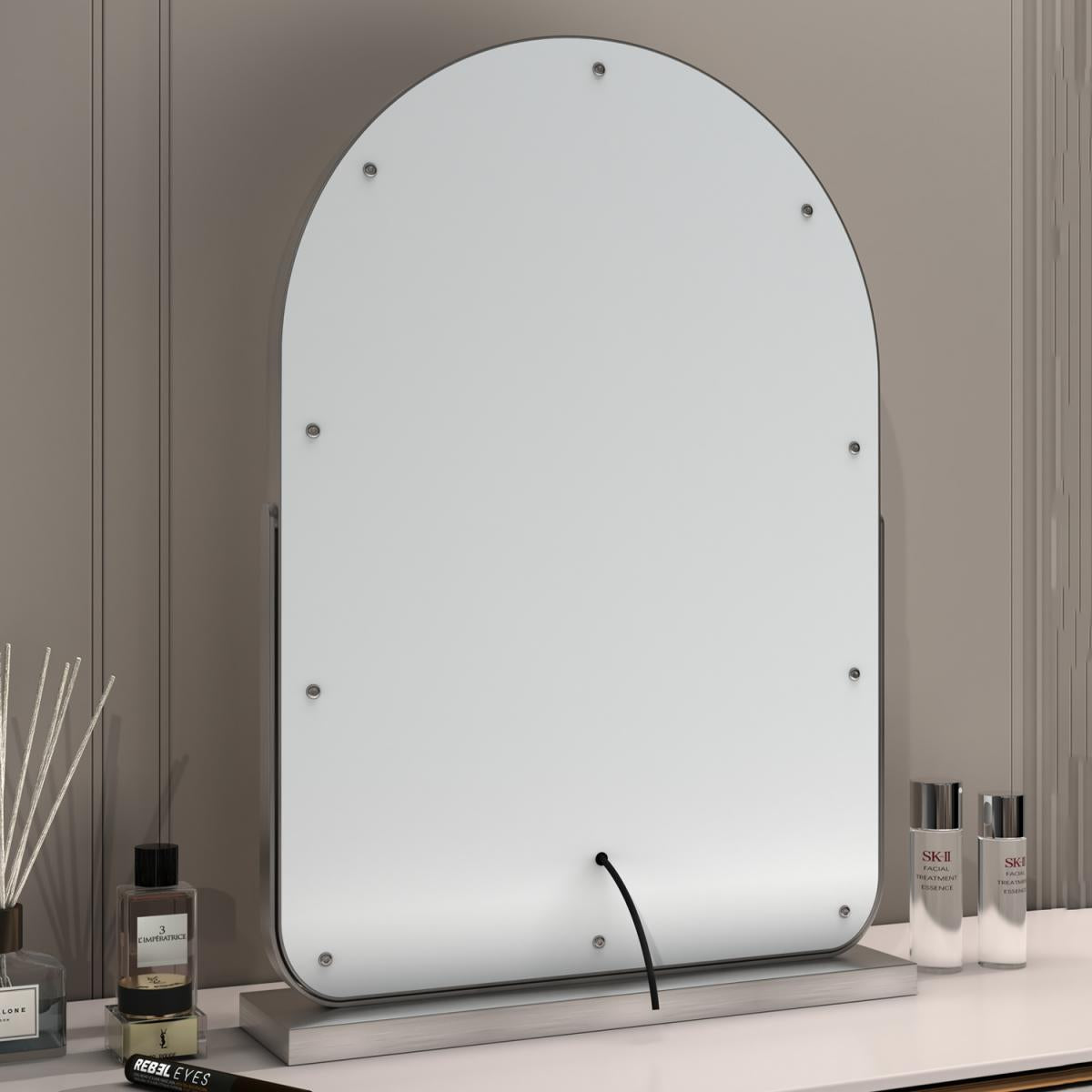 Large Arched Vanity Mirror | 17 LED Bulbs, Dimmable Brightness & 3 Light Modes for Makeup and Home Decor