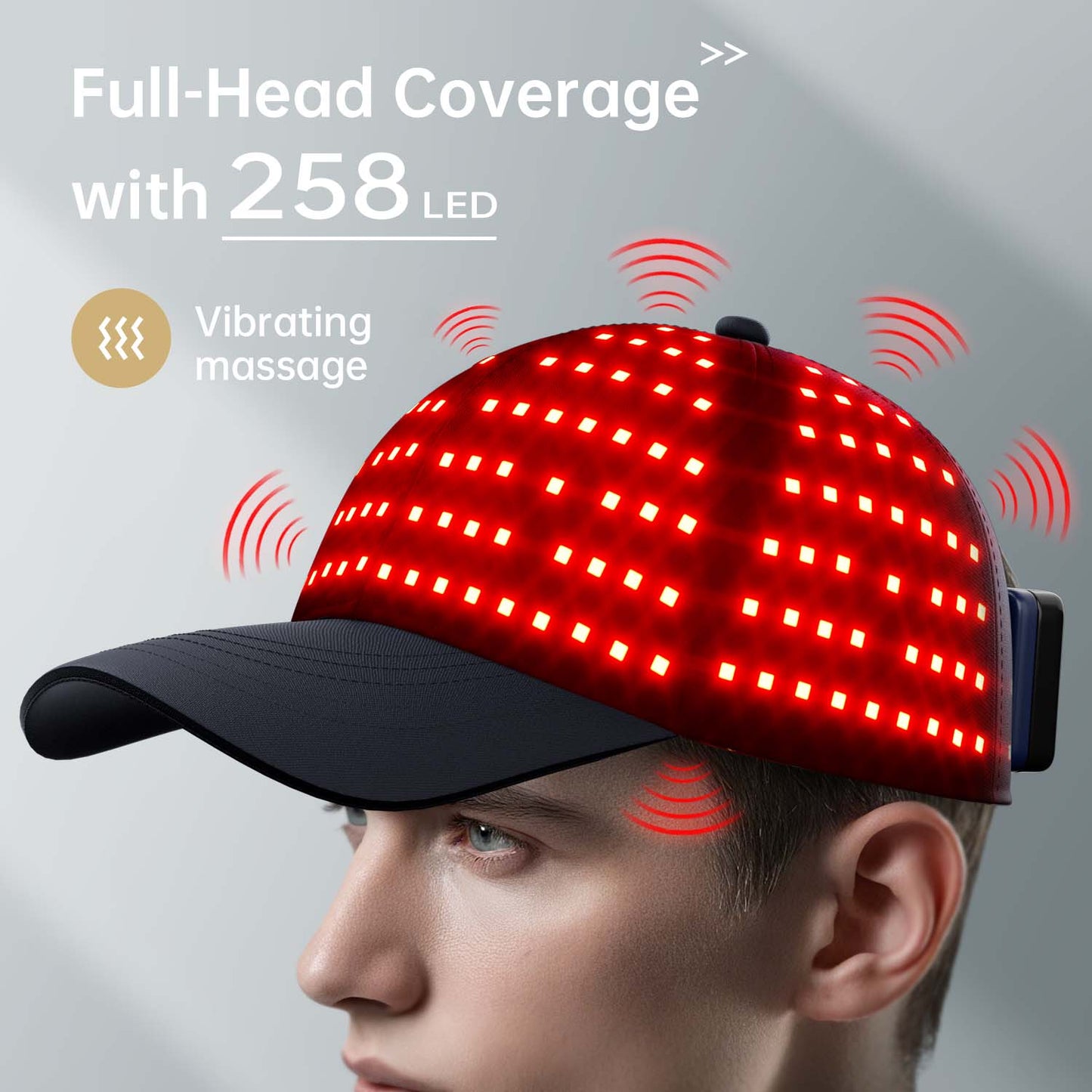 LED Red and Blue Light Therapy Cap | Wireless, Full-Head Coverage for Hair Regrowth and Scalp Care at Home or On-the-Go