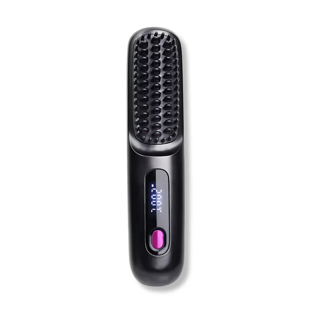 Wireless Heated Hair Brush | Customizable Heat Settings & Safe for All Hair Types, Perfect for Travel and On-the-Go Styling