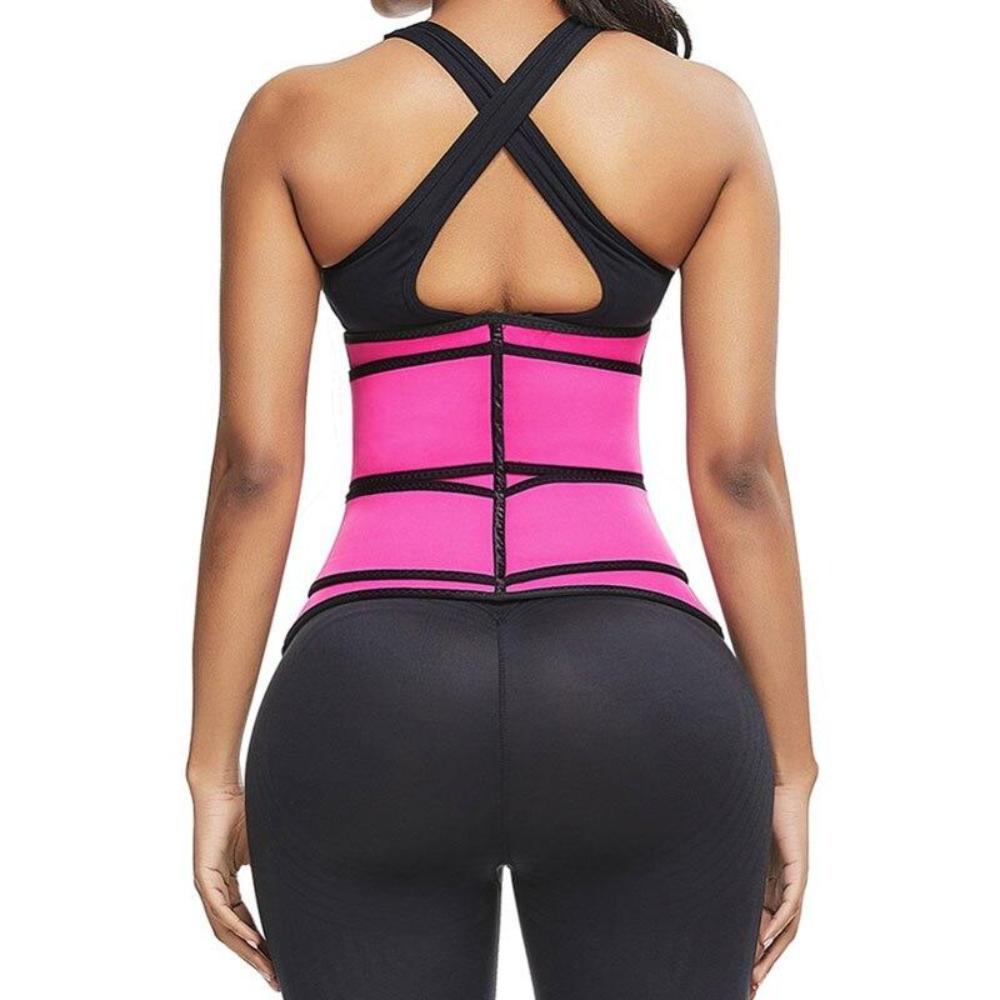 Women's Latex Waist Trainer | Double Compression Straps & Zipper for High-Intensity Workouts