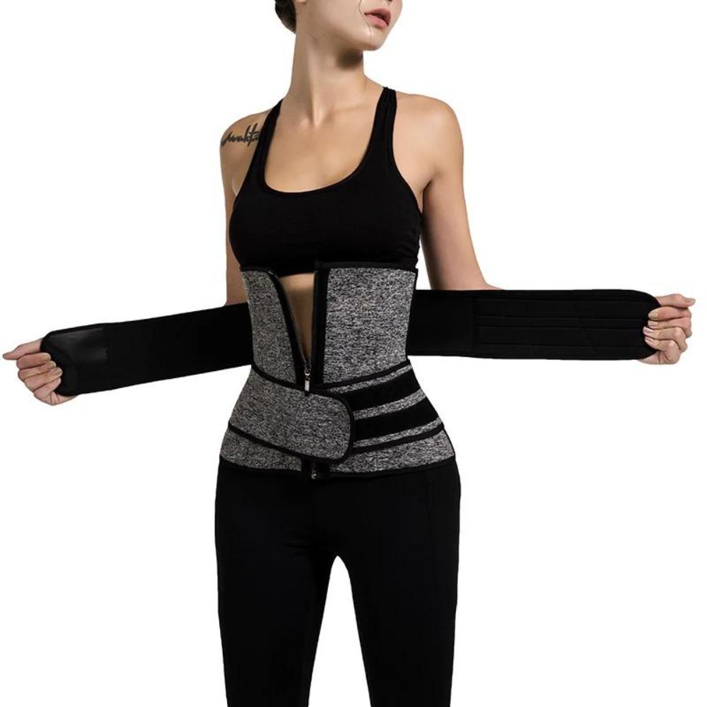 Women's Latex Waist Trainer | Double Compression Straps & Zipper for High-Intensity Workouts