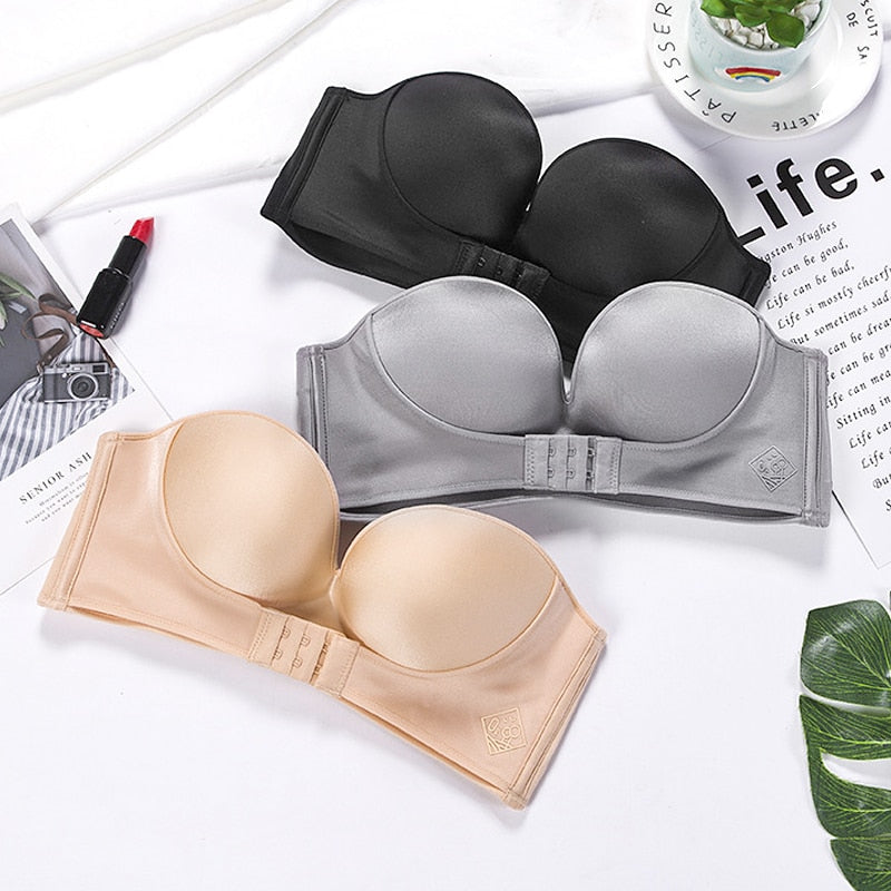 Strapless Front Buckle Bra | Soft, Breathable Mesh & Comfortable Fit for Evening Gowns and Special Occasions