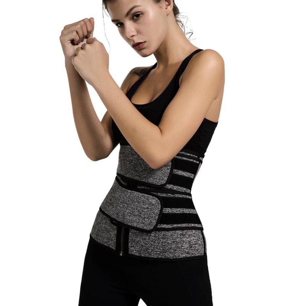 Women's Latex Waist Trainer | Double Compression Straps & Zipper for High-Intensity Workouts