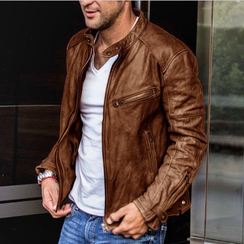 Men’s Waterproof Leather Jacket | Durable, Versatile Design with Ample Pockets for Casual and Formal Wear