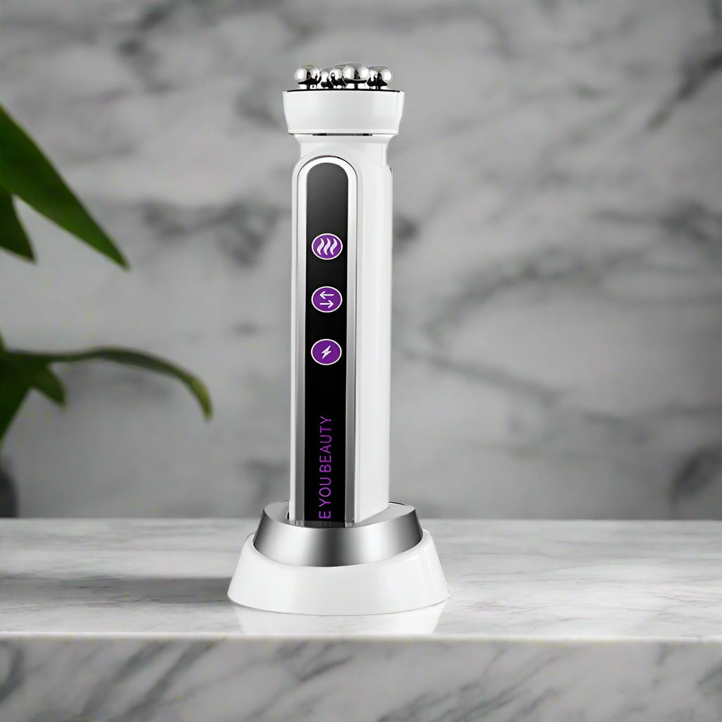 RadiantGlow™ | 3 in1 RF Heating EMS Facial Roller Massager for Fine Lines, Skin Rejuvenation & Firming Microcurrent Treatment