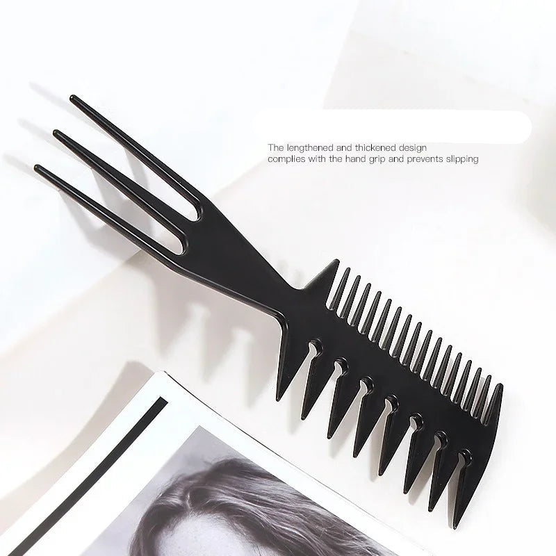 Wide Tooth Retro Oil Head Comb for Detangling Curly Hair - Professional Barber Fork Comb for Slicked Back Hairstyles