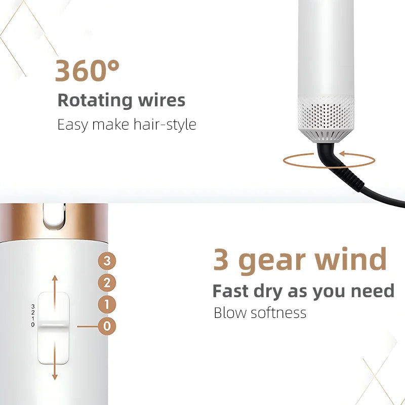 5-in-1 Hair Styler Set | Curling Wand & Hot Air Brush with Interchangeable Attachments for Waves, Volume & Defined Curls