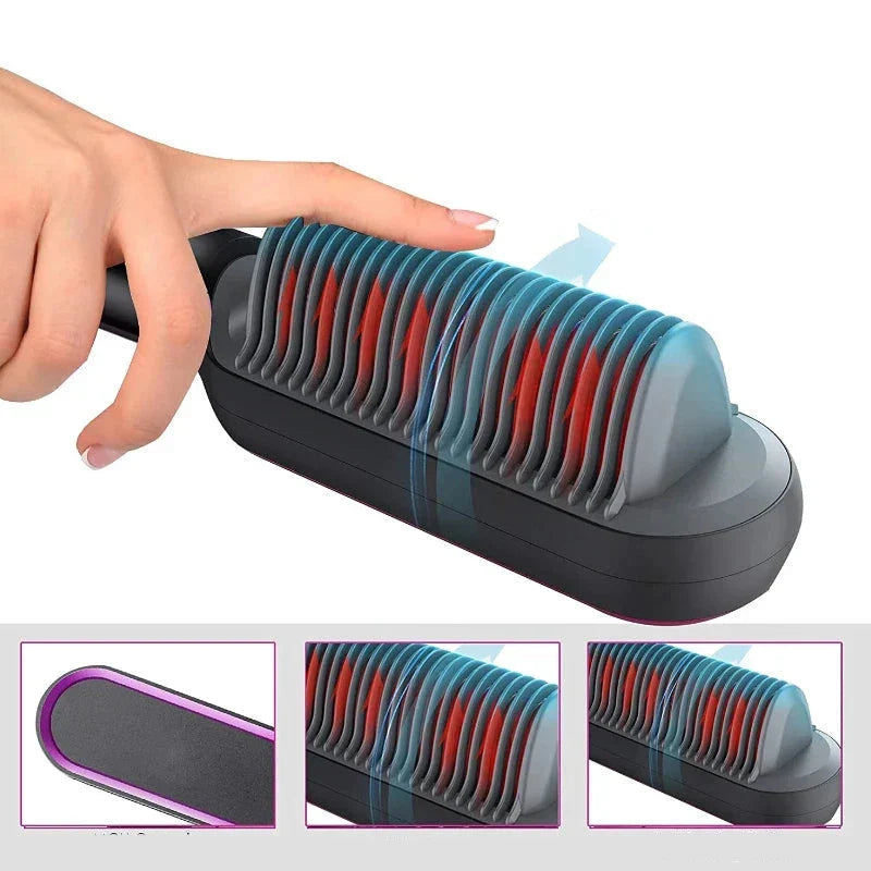 2-in-1 Hair Straightening & Curling Brush | Tourmaline Ceramic, Adjustable Heat Settings for All Hair Types