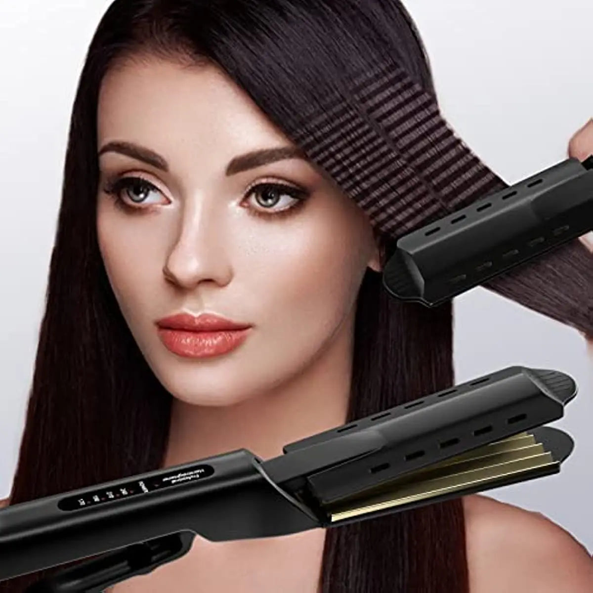 WaveCrafter™ | Professional Ceramic Electric Curling Iron with Corrugated Plates for Crimped Waves & Flat Styling