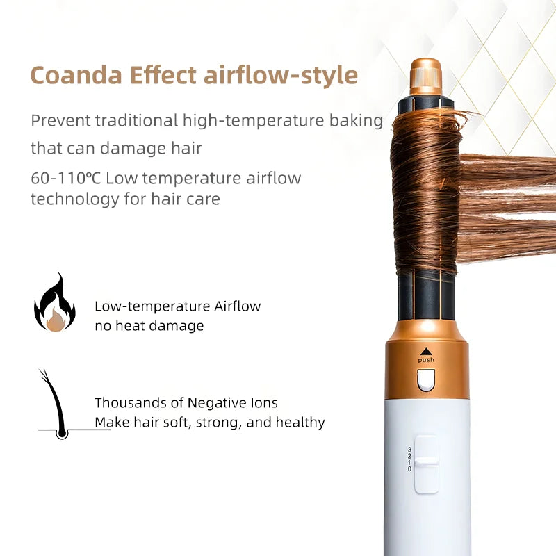 5-in-1 Hair Styler Set | Curling Wand & Hot Air Brush with Interchangeable Attachments for Waves, Volume & Defined Curls