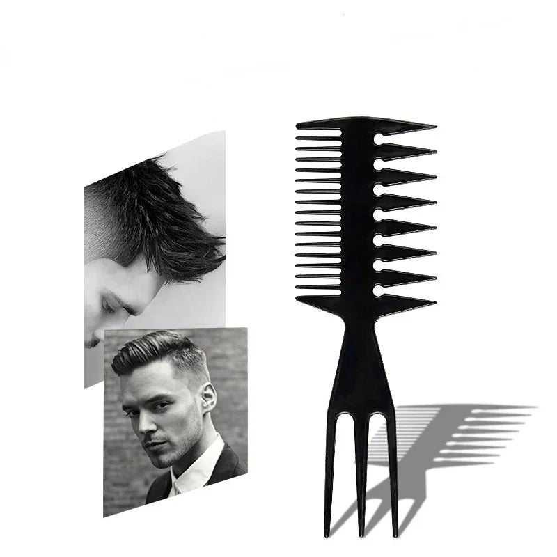 Wide Tooth Retro Oil Head Comb for Detangling Curly Hair - Professional Barber Fork Comb for Slicked Back Hairstyles