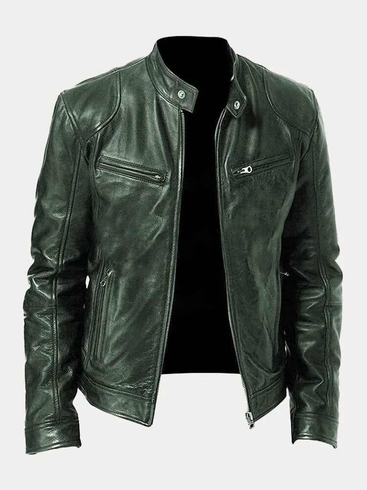 Men's Leather Jacket | Padded Lining, Adjustable Cuffs & Ideal for Casual and Formal Wear